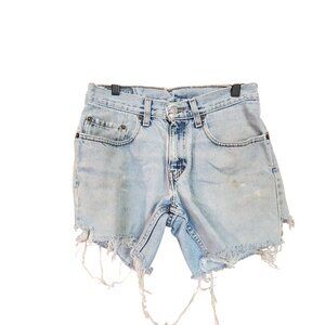 Levis 550 Womens Distressed High-Waisted Denim Cutoff Shorts W30 Light Wash